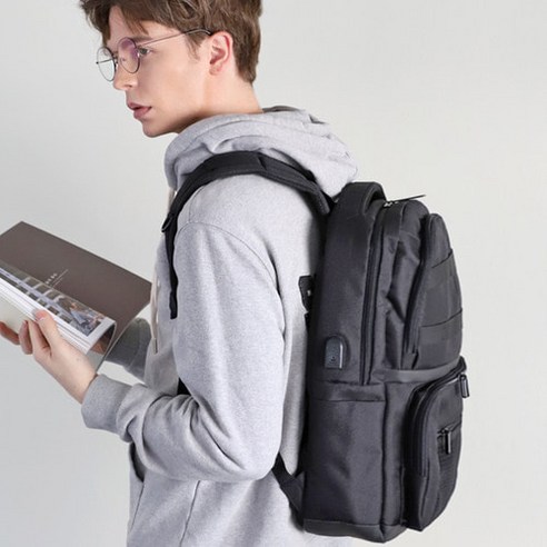 히키스 인체공학설계 캐주얼 USB충전 캠퍼스 백팩 RUND BAG
