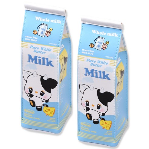 뭉구 미니무우 우유 필통, 블루, 2개
