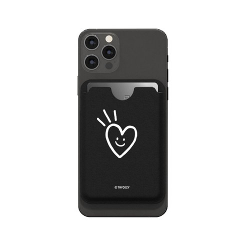 트라이코지 커플 가죽 휴대폰 카드수납포켓, HEART, 1개