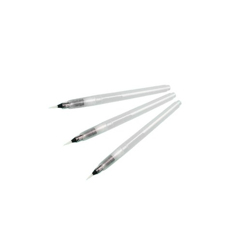 워터 둥근 수채화 붓 화이트, 3개, 12mm