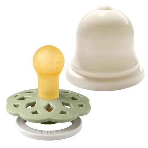 BIBS 보헴 고무 쪽쪽이 1단계 + 실리벨 케이스 세트, 1단계(0~6개월), 세이지나이트, 1세트