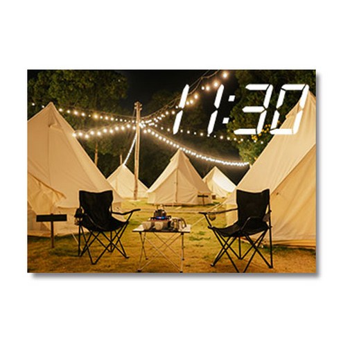 홈마인 LED 캔버스 프린팅 액자 시계 캠핑, A3-HM-CAMPING-09