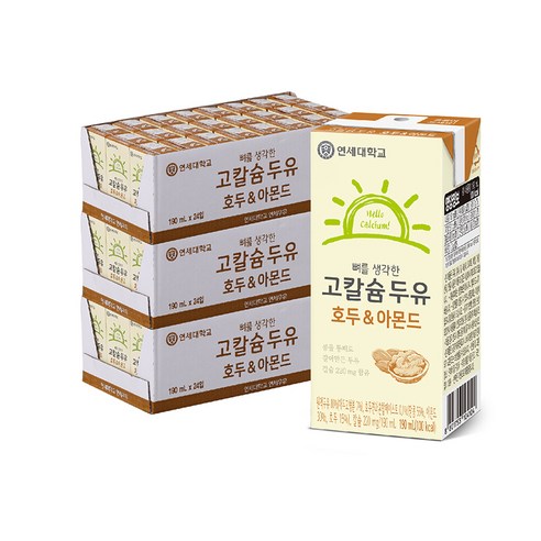 연세우유 뼈를 생각한 고칼슘 두유 호두 아몬드, 190ml, 72개