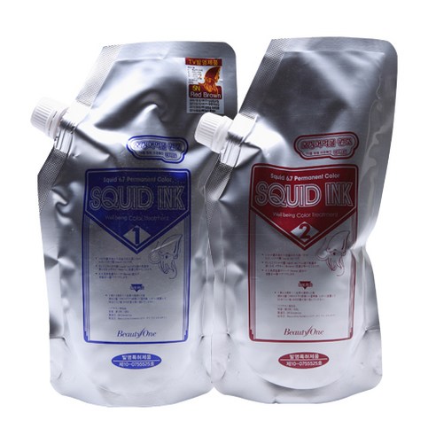 스퀴드 잉크 컬러 트리트먼트 염색약 1제 x 500g + 2제 x 500g, 5N 레드브라운, 1세트
