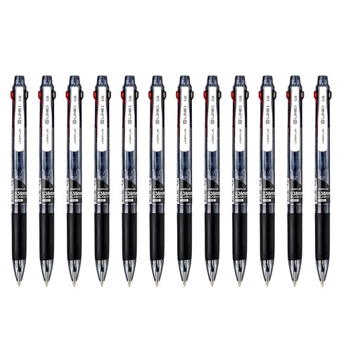 라인플러스 M3 3색볼펜 0.38mm 12p, 블랙, 1개