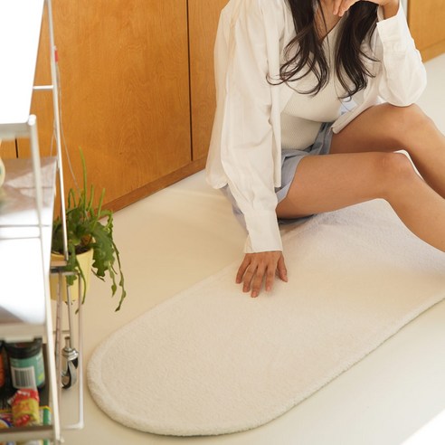 마카롱 컬러 미니러그 키친매트 2p, 아이보리