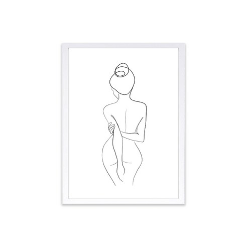 마벨인홈 인테리어 여인 포스터 액자, 화이트우드