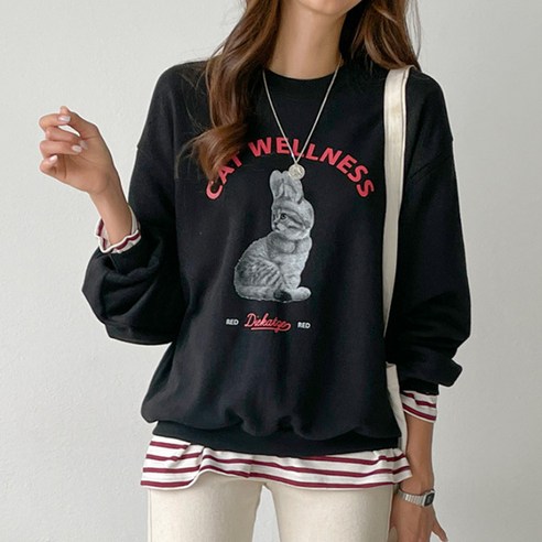 피핀 여성용 레트캣 맨투맨 티셔츠 109216