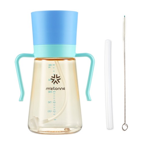 메똔느 PPSU M3 추 빨대컵 300ml, 블루, 1개