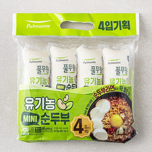 두부  풀무원 유기농 미니 순두부 4개입, 800g, 1개