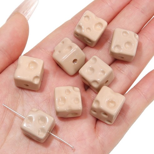 알로데 스퀘어 치즈 글로시 큐브 DIY 비즈 14 x 14 mm 5p, B04 카키, 5개