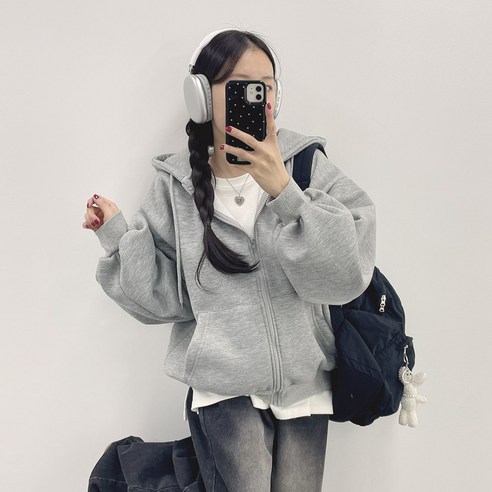 위드후이린 봉봉 루즈핏 후드 집업