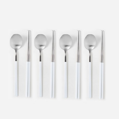 모다키친 나봄 수저 4인 세트, 화이트, 숟가락 4p + 젓가락 4p, 1세트