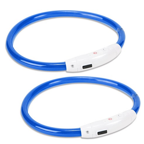 딩동펫 강아지 LED 목줄 2p, 블루