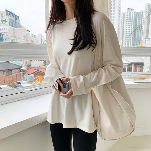 여성용 루프린 데일리 기모 티셔츠