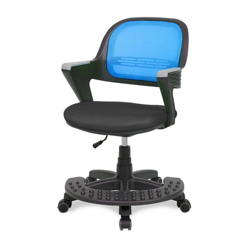 청심의자 알라딘 발받침대 메쉬 의자 AR-365_BK, 투톤블루