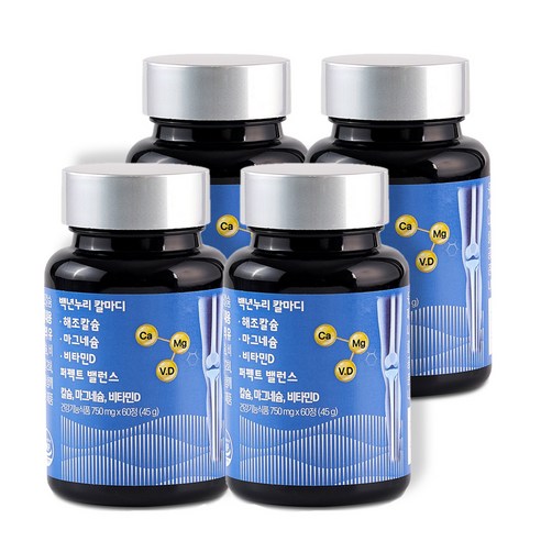 백년누리 칼마디 마그네슘 비타민D 퍼펙트 밸런스 해조칼슘, 4개, 60정