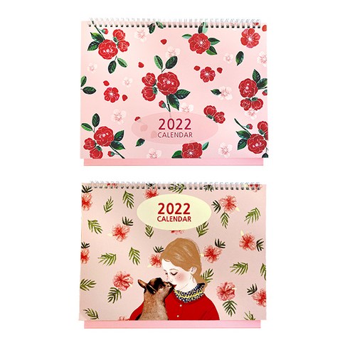 위드앨리스림 2022년 데스크 캘린더 2종 세트, 소녀 + 카멜리아, 1세트
