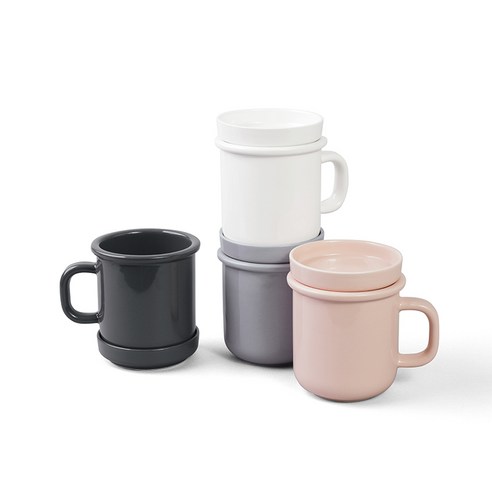 보울보울 노르딕볼볼 뚜껑머그컵 340ml x 4p + 소스볼 4p 세트, 밀크화이트, 애쉬그레이, 파우더핑크, 차콜그레이, 1세트