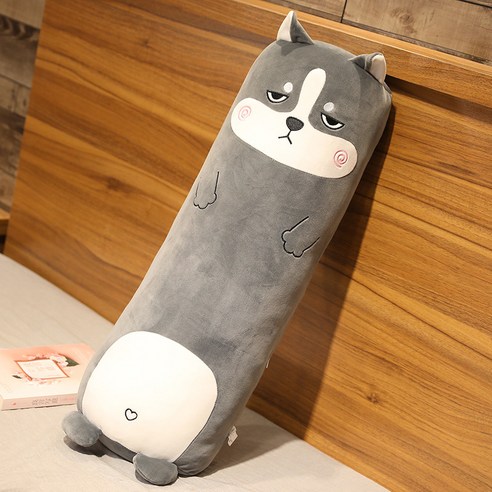 순잠 벨라 시리즈 동물 롱베개, 그레이허스키
