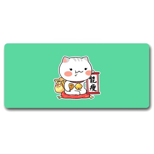 알럽컴 럭키 큐티 고양이 마우스 장패드 300 x 800 x 3 mm, 민트, 1개