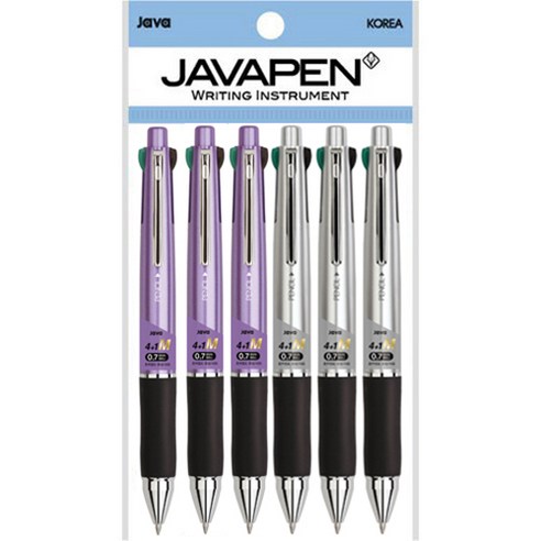 자바펜 제트4+1M 멀티펜 0.7mm 2종 x 3p, 메탈퍼플, 메탈실버, 1세트