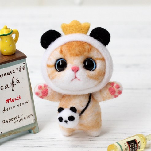 양모펠트 DIY 패키지, 1세트, 팬더고양이