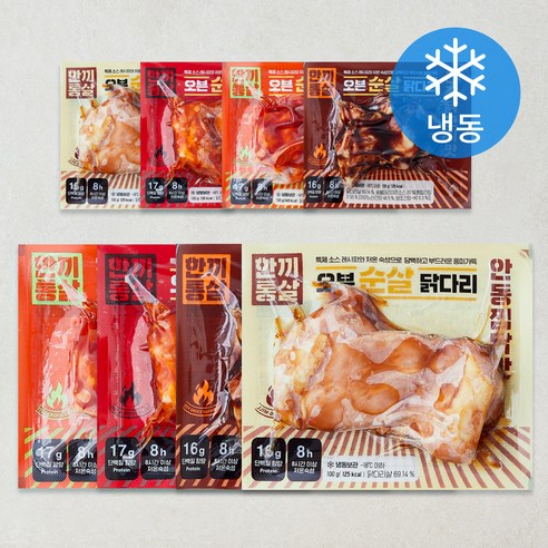 한끼통살 오븐 순살닭다리 100g x 4종 x 2개입 세트 (냉동), 800g, 1세트