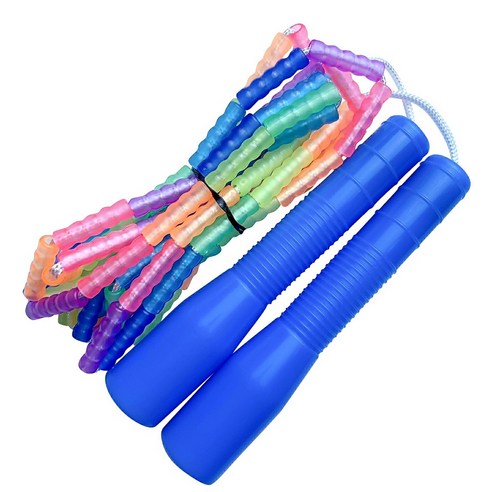제이에프로프 어린이용 무지개 연질구슬 줄넘기, 파란색