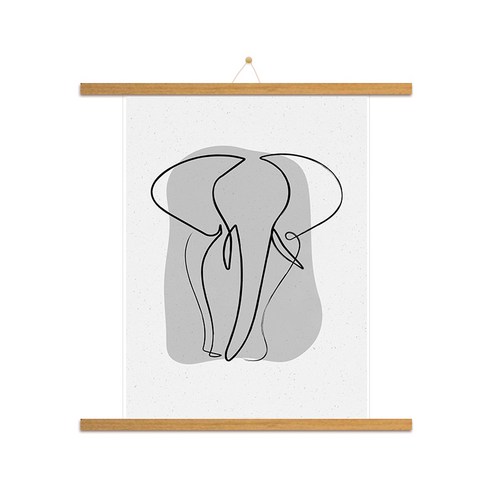 인테리어 포스터 그림 코끼리D + 우드 족자, 모카우드
