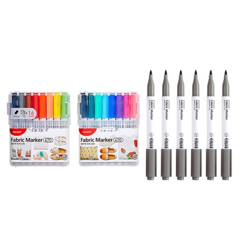 모나미 패브릭 마카 470 A세트 + 그레이 6p, 16색, 1세트