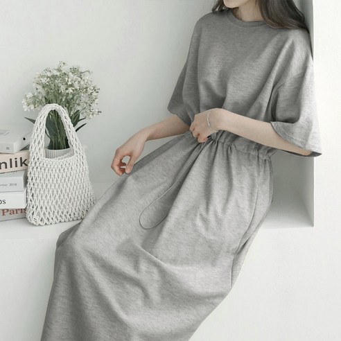 보리맘 코튼 스트링 빅사이즈 롱 임산부 원피스 R942
