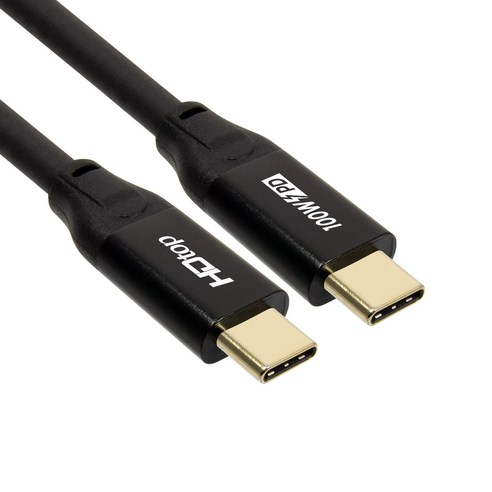 에이치디탑 USB 3.1 C타입 GEN2 썬더볼트 고속 충전 케이블 PD, 1m, 검은색 + 골드