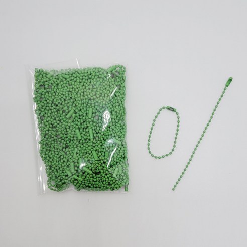 마다꾸미 볼체인 컬러군번줄 줄구슬 10cm, 그린, 100개