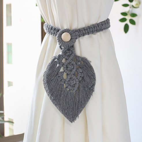 JCP 마크라메 커튼 스트랩 13cm, 그레이, 1개