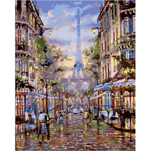 모모픽스페인팅 DIY 명화그리기 세트 40 x 50 cm, 에펠탑의 밤