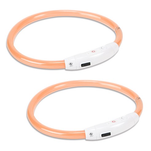 딩동펫 강아지 LED 목줄 2p, 오렌지