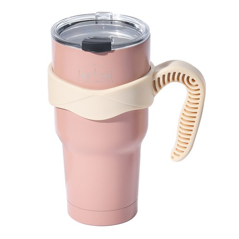 디유 2중 진공 스테인리스 완전 밀폐 울트라 텀블러 + 손잡이 + 뚜껑 세트, 핑크, 900ml