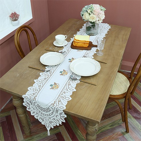 홈플로우 북유럽 인테리어 플라워 테이블 러너, 혼합색상, 33 x 183 cm