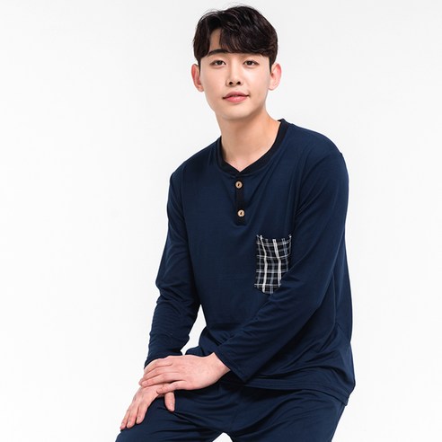 이라인 남성용 마리노 보들잠옷 상하의 세트