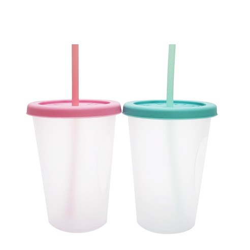 아가프라 심쿵 빨대컵 400ml 2종 세트, 1세트, 민트 + 핑크