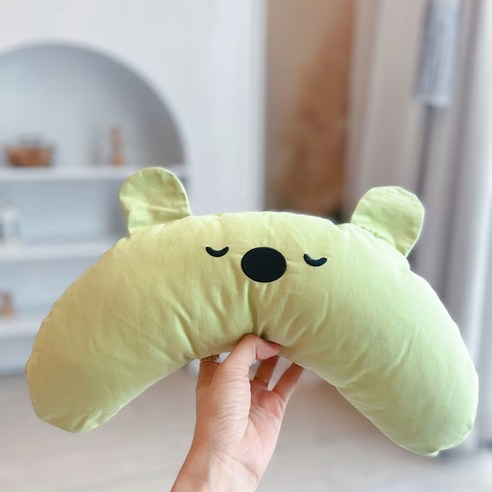 댕이와냥이 곰돌이 반달 꿀잠베개, 그린, 1개