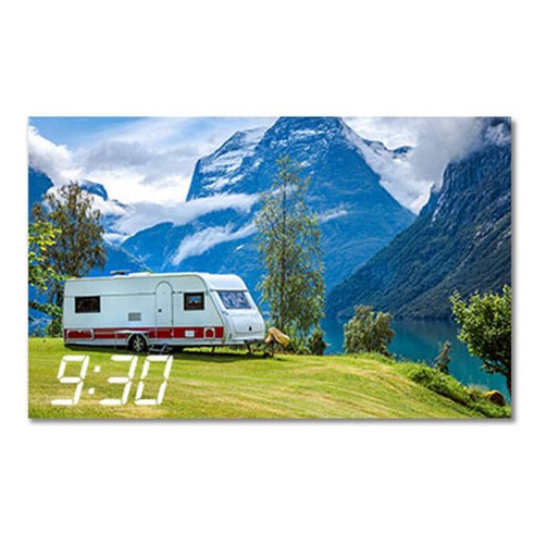 홈마인 LED 캔버스 프린팅 액자 시계 캠핑, 800-HM-CAMPING-18