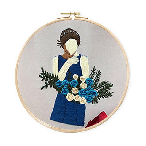 코쿼드 DIY 초보자용 십자수 프랑스자수 패키지 세트 20cm, 1세트, 여인의향기