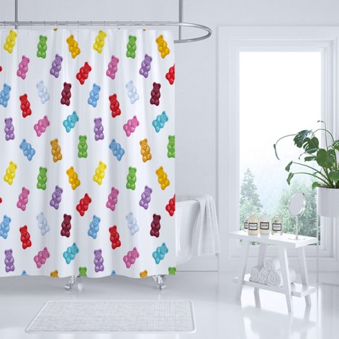 플로즈 귀여운 디자인 방수 패브릭 샤워 욕실 커튼 1 180 x 180 cm, 1개