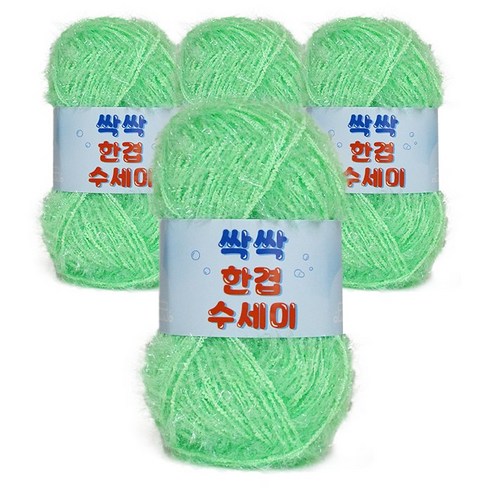 쎄비 싹싹수세미 뜨개실 80g 4p, 343 그린민트