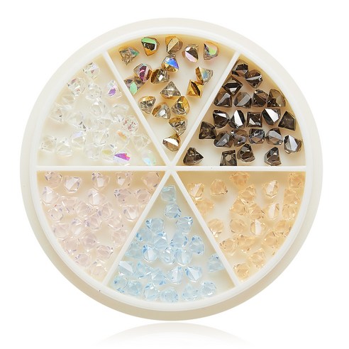 로나우디 고급 대용량 다이아몬드컷 네일 파츠 스톤 랜덤발송 6종 세트 L02011, 1세트, 혼합색상