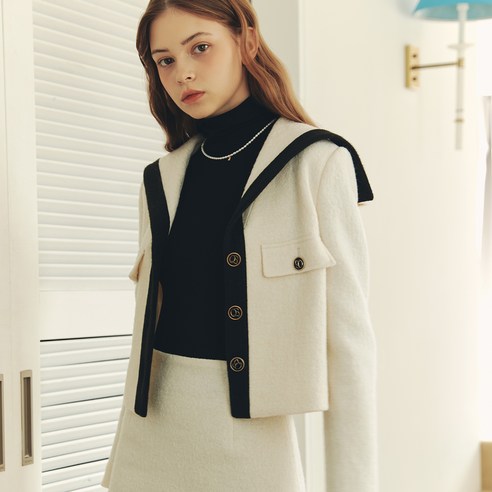 세련되고 편안한 울의 포옹: 제로스트릿 멜로우 세일러 부클 자켓