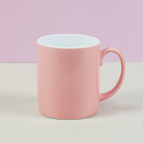 해피정 심플 머그컵 350ml 유광, 핑크, 1개