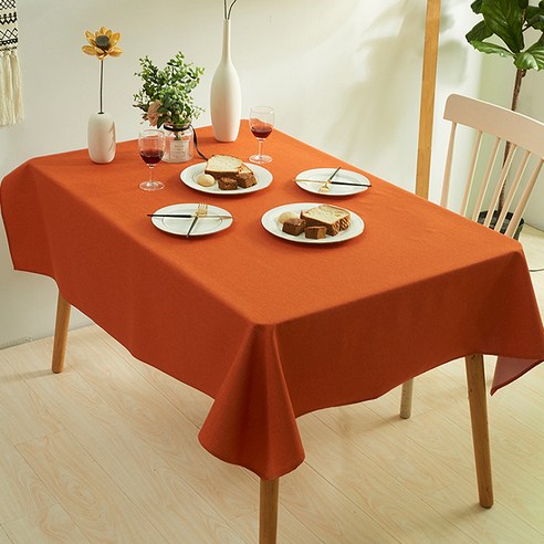 마켓에이 컬러 방수 무지 식탁보, 오렌지레드, 140 x 160 cm